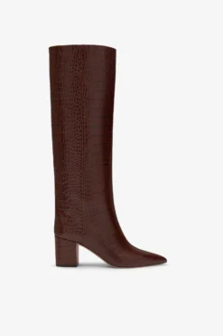 Paris Texas Chocolate Brown Croc-effect Leather Heel 70 Boots