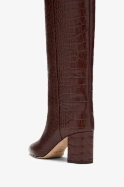 Paris Texas Chocolate Brown Croc-effect Leather Heel 70 Boots -Paris Texas Brand Shop PX1019XCOCO2832CIOCCOLATO 05