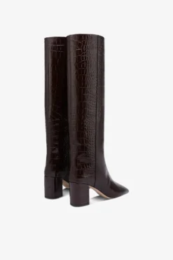 Boots In Ebony Croco-embossed Leather -Paris Texas Brand Shop PX1019XCOCOTMORO 3 scaled