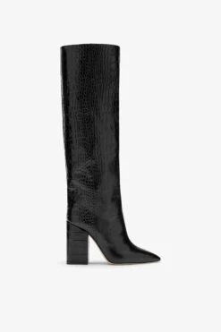 Paris Texas Black Croc-effect Leather Boots
