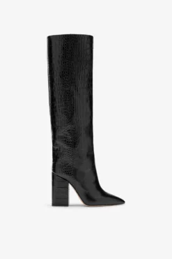 Paris Texas Black Croc-effect Leather Boots