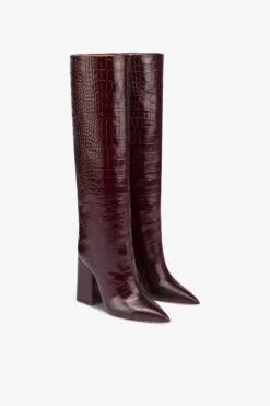 Paris Texas Knee-high Boots In Rouge Noir Soft Croco-embossed Leather -Paris Texas Brand Shop PX1020XCOCOROUGENOIR 02 10716dc5 9e4f 44d5 8039 503c4ec9fb67