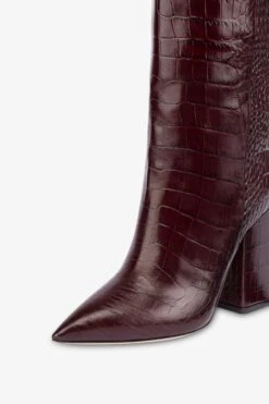 Paris Texas Knee-high Boots In Rouge Noir Soft Croco-embossed Leather -Paris Texas Brand Shop PX1020XCOCOROUGENOIR 05