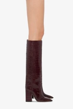 Paris Texas Knee-high Boots In Rouge Noir Soft Croco-embossed Leather -Paris Texas Brand Shop PX1020XCOCOROUGENOIR 10