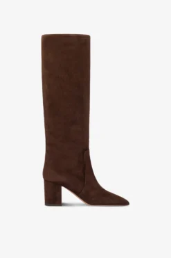 Paris Texas Knee-high Boots In Soft Pepper Suede Leather