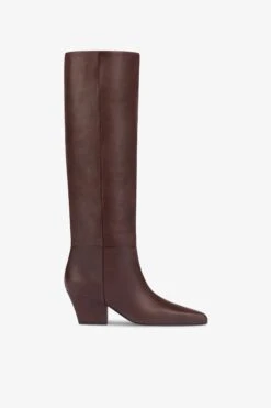 Paris Texas Knee-high, Long Pointed Boot In Supple Mocha Leather