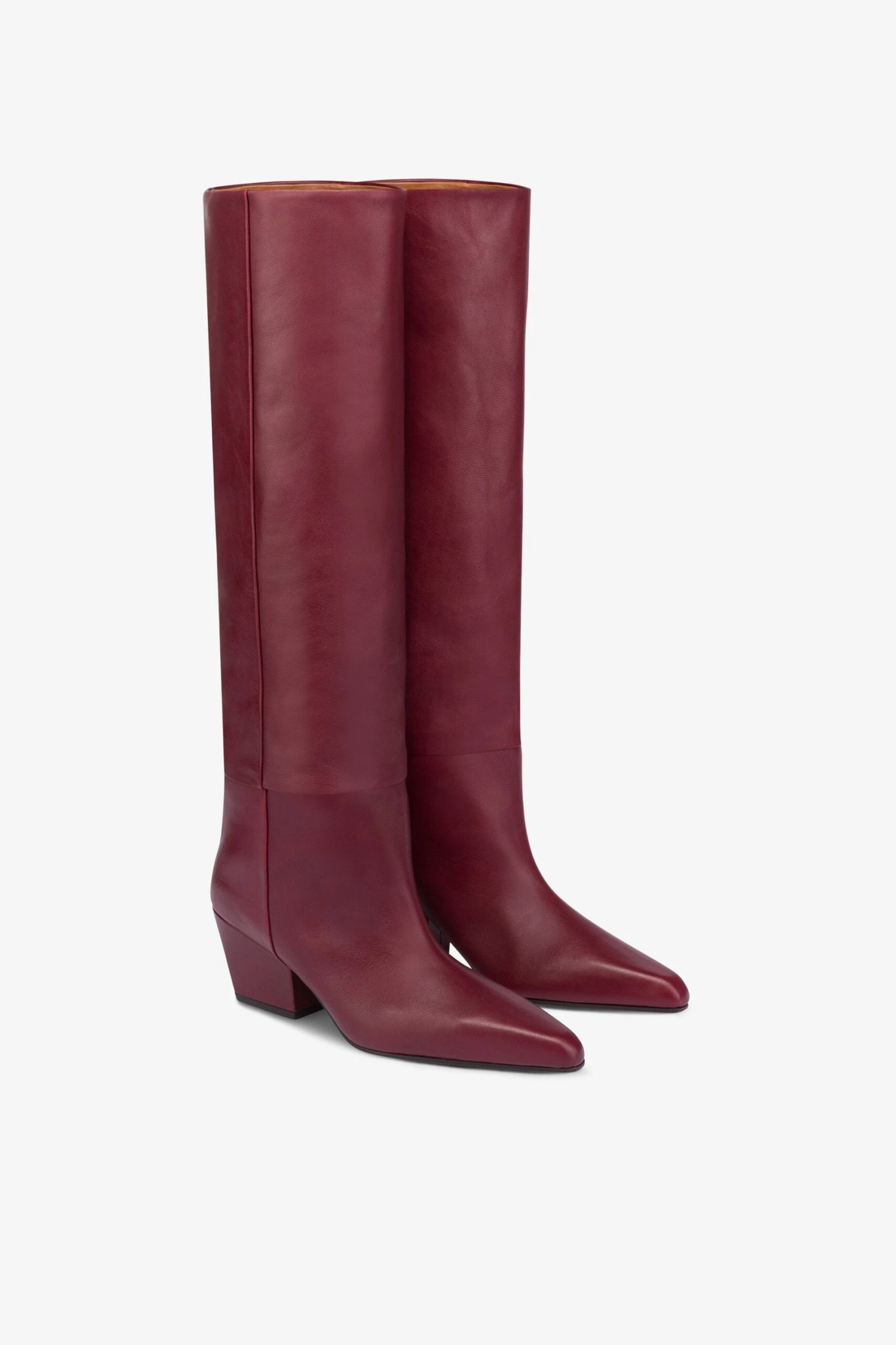 Paris Texas Knee-high, Long Pointed Boot In Supple Rouge Noir Leather 4 Paris Texas Knee-high, Long Pointed Boot In Supple Rouge Noir Leather - Image 2