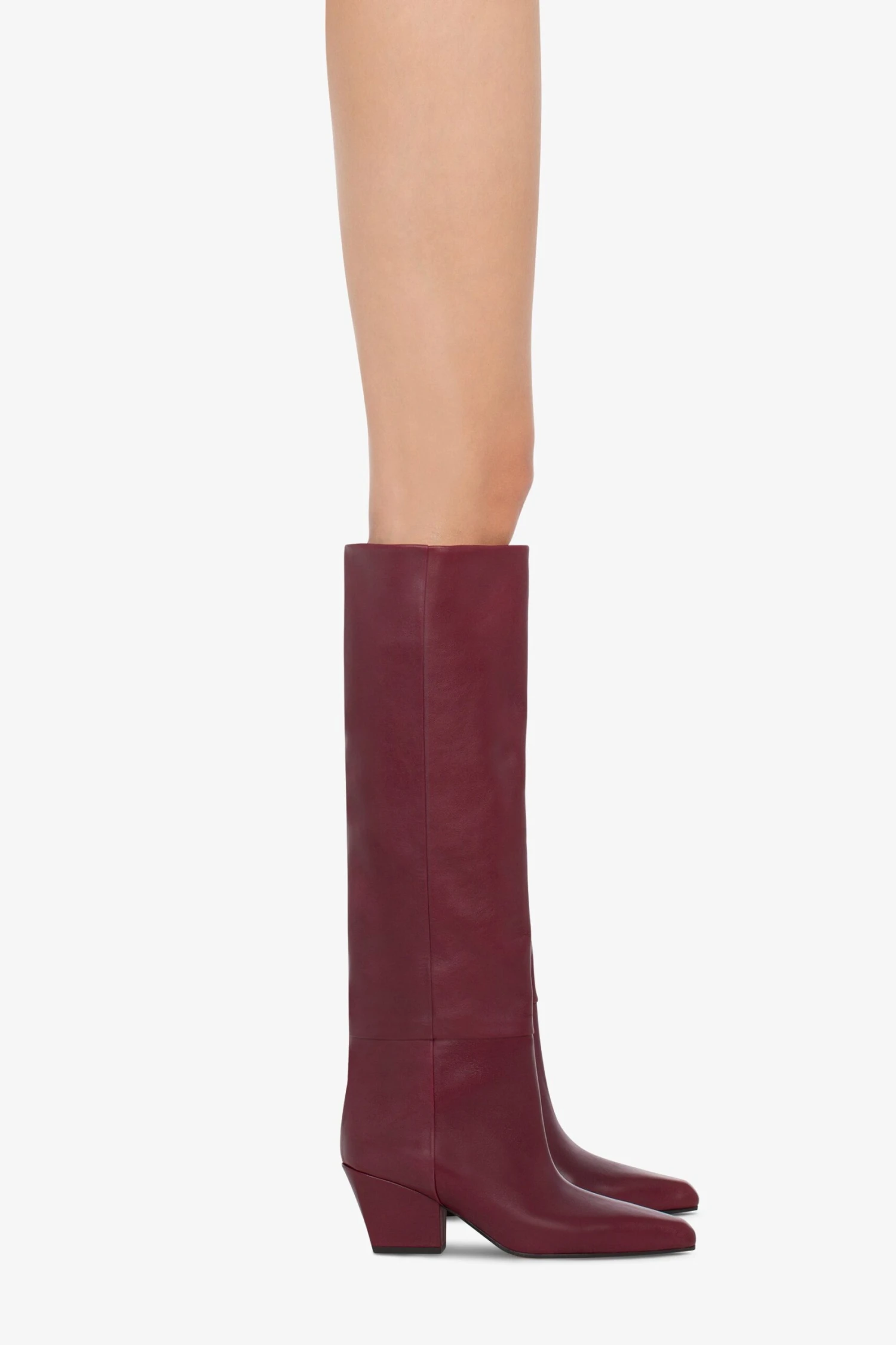 Paris Texas Knee-high, Long Pointed Boot In Supple Rouge Noir Leather 8 Paris Texas Knee-high, Long Pointed Boot In Supple Rouge Noir Leather - Image 6