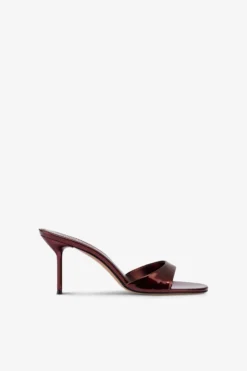Paris Texas Mules In Maroon Mirror-effect Leather