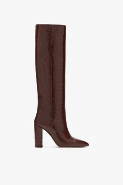 Paris Texas Chocolate Brown Croc-effect Leather Boots