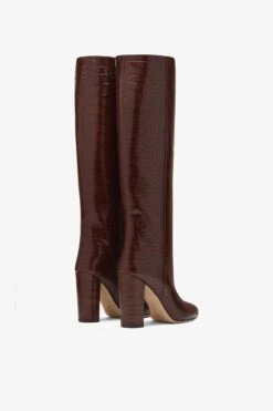 Paris Texas Chocolate Brown Croc-effect Leather Boots -Paris Texas Brand Shop PX120XCOCO2832 03