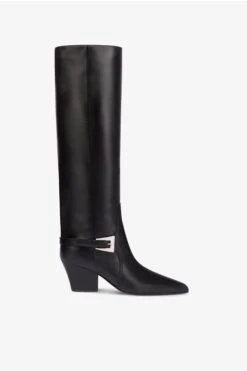 Paris Texas Long, Pointed Knee-high Boots In Smooth Black Leather