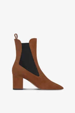 Ankle Boots In Brown Calf Suede Leather