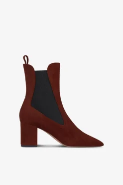 Ankle Boots In Mahogany Calf Suede Leather