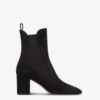 Paris Texas Pointed Ankle Boots In Soft Off-black Suede Leather