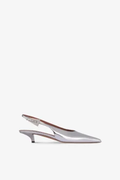 Slingbacks In Silver Mirror-effect Leather