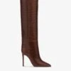 Paris Texas Chocolate Brown Croc-effect Leather Stiletto Boots -Paris Texas Brand Shop PX133XCOCO2832 1