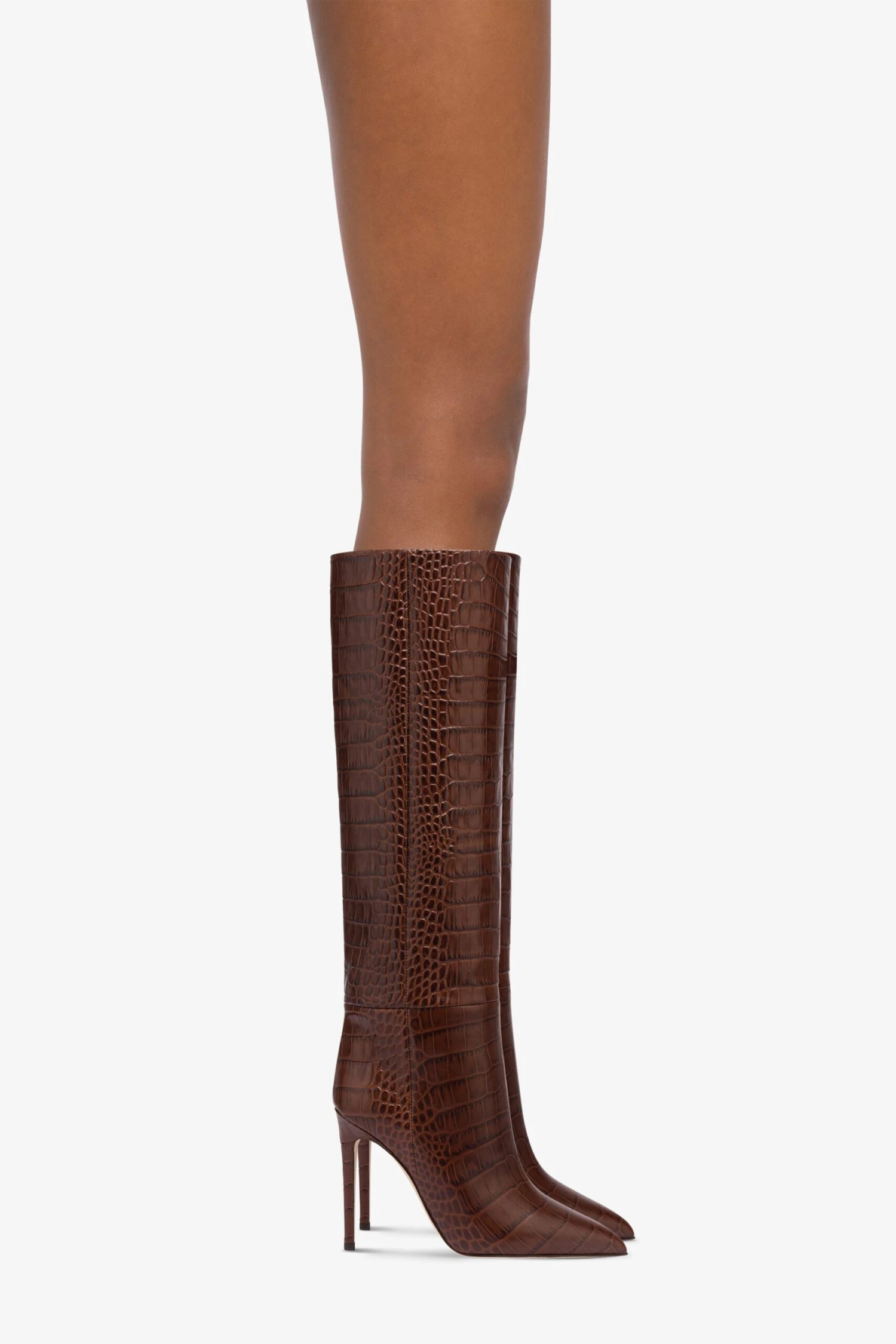 Paris Texas Chocolate Brown Croc-effect Leather Stiletto Boots 8 Paris Texas Chocolate Brown Croc-effect Leather Stiletto Boots - Image 6