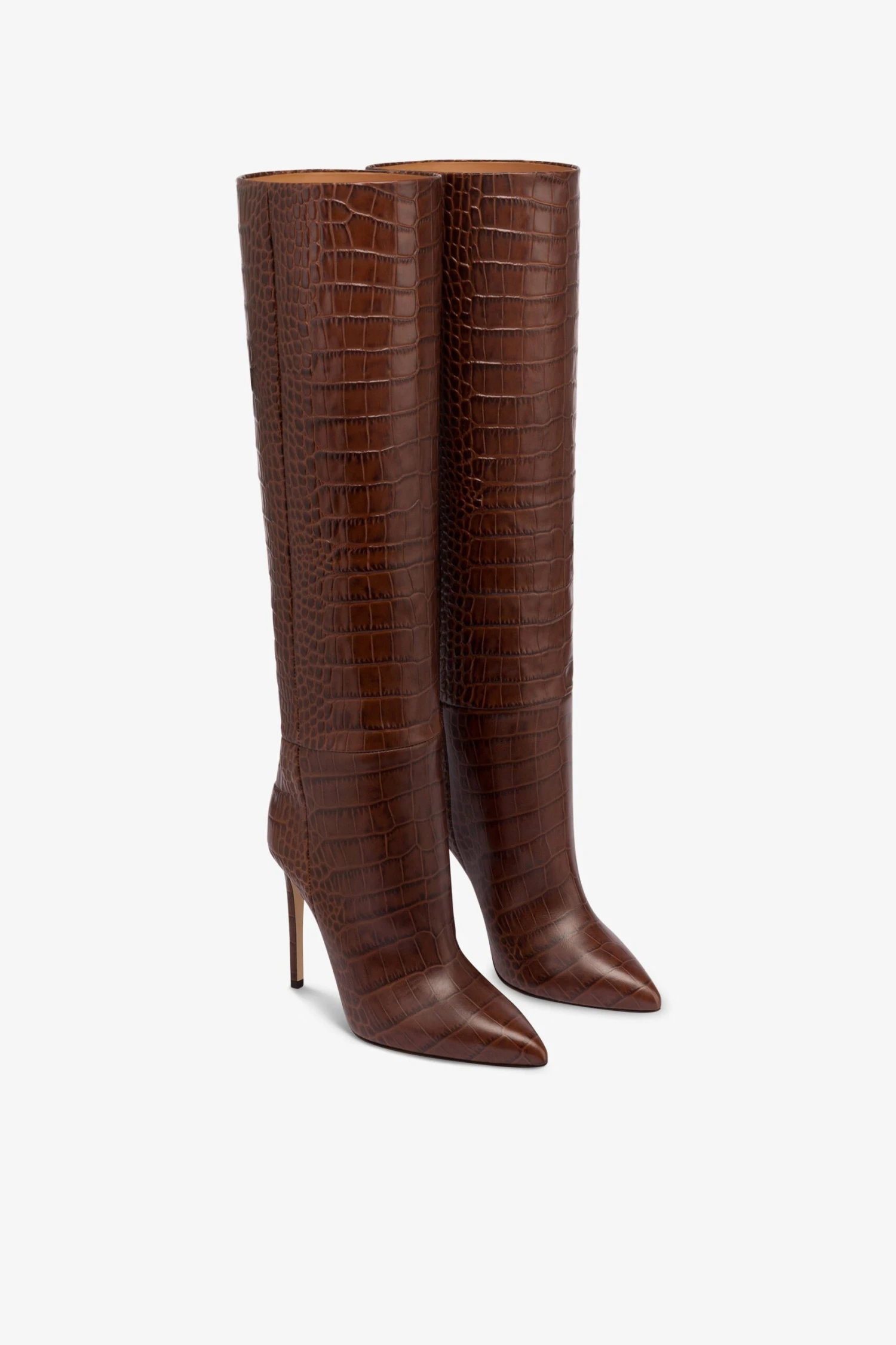 Paris Texas Chocolate Brown Croc-effect Leather Stiletto Boots 4 Paris Texas Chocolate Brown Croc-effect Leather Stiletto Boots - Image 2