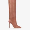 Paris Texas Pointed Knee-high Boots In Texas Pink Soft Croco-embossed Leather -Paris Texas Brand Shop PX133XCOCO3773TEXASROSE 01 scaled