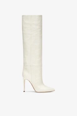 Paris Texas White Croc-effect Leather Stiletto Boots