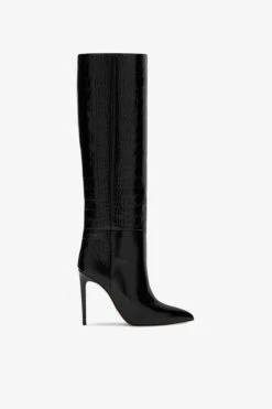 Paris Texas Brand Shop 13 Paris Texas Black Croc-effect Leather Stiletto Boots
