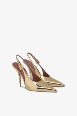 Slingbacks In Gold Mirror-effect Leather -Paris Texas Brand Shop PX1345XNPMR11GOLD 2