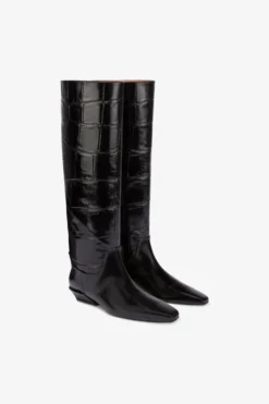 Paris Texas Knee-high Boots In Black Maxi Croco-embossed Leather -Paris Texas Brand Shop PX1363XCOSMNERO 02 scaled