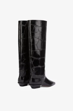 Paris Texas Knee-high Boots In Black Maxi Croco-embossed Leather -Paris Texas Brand Shop PX1363XCOSMNERO 03 scaled