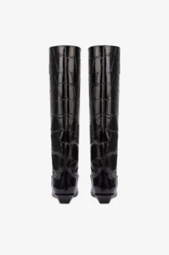 Paris Texas Knee-high Boots In Black Maxi Croco-embossed Leather -Paris Texas Brand Shop PX1363XCOSMNERO 04 scaled