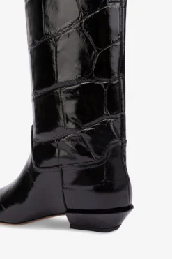 Paris Texas Knee-high Boots In Black Maxi Croco-embossed Leather -Paris Texas Brand Shop PX1363XCOSMNERO 05 scaled
