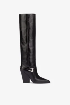 Paris Texas Tall, Knee-high Boots In Shiny Black Vintage Leather