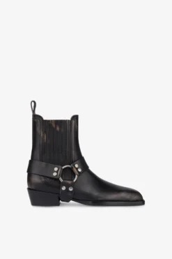 Ankle Boots In Black Brushed Leather