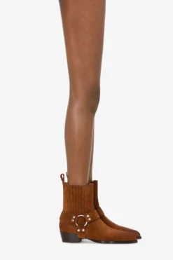 Ankle Boots In Cognac Calf Suede Leather -Paris Texas Brand Shop PX1378XWACS690COGNAC 10 scaled