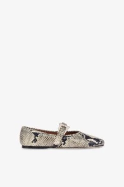 Paris Texas Ballet Flats In Natural Python-printed Leather