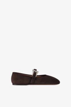 Ballet Flats In Ebony Suede Leather