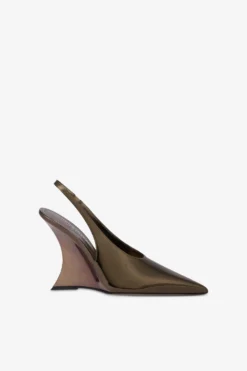 Paris Texas Slingbacks In Safari-colored Mirror-effect Leather