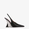 Paris Texas Slingbacks In Black And Silver Leather