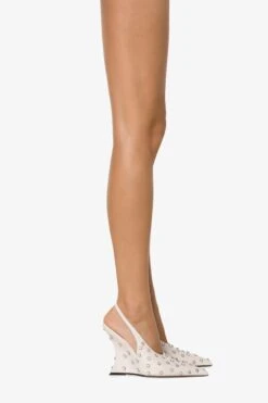 Paris Texas Slingbacks In Milk White Leather And Crystals -Paris Texas Brand Shop PX1415XVTST11832LATTE CRYSTAL 10