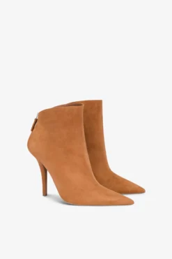 Ankle Boots In Cognac Suede Leather
