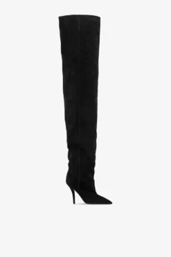 Paris Texas Over-the-knee Boots In Off-black Suede Leather