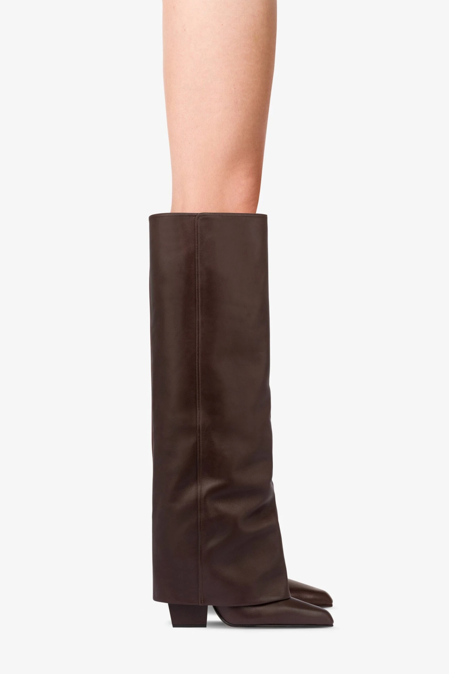 Paris Texas Fold-over Boots In Mocha Leather 8 Paris Texas Fold-over Boots In Mocha Leather - Image 6