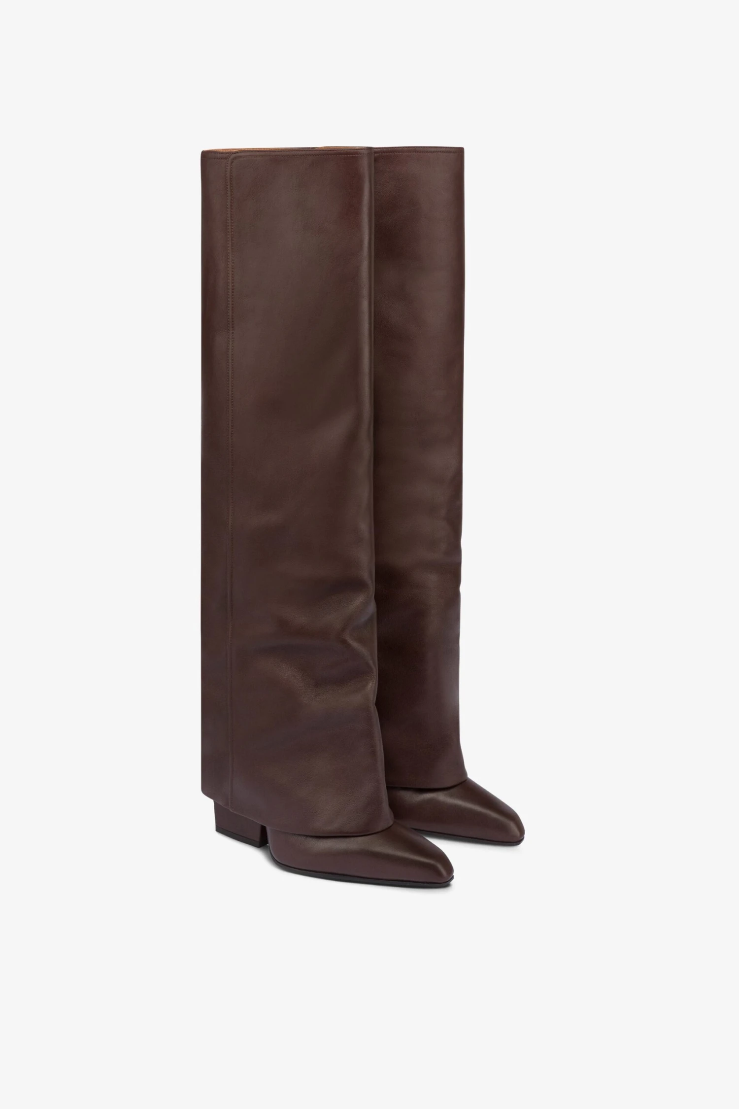 Paris Texas Fold-over Boots In Mocha Leather 4 Paris Texas Fold-over Boots In Mocha Leather - Image 2