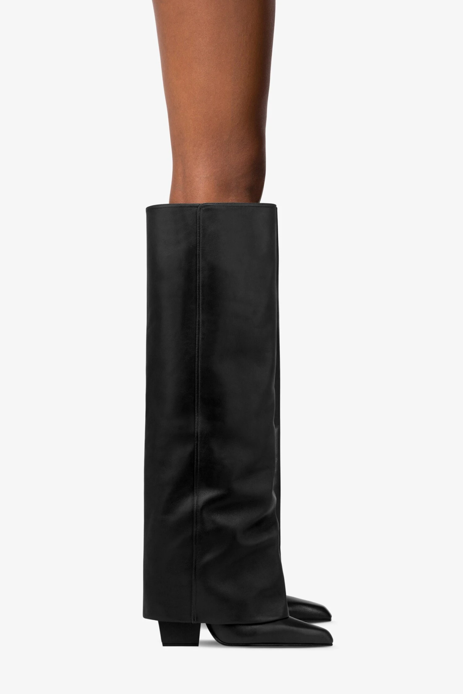 Paris Texas Fold-over Boots In Black Leather 8 Paris Texas Fold-over Boots In Black Leather - Image 6