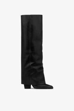 Paris Texas Fold-over Boots In Black Leather