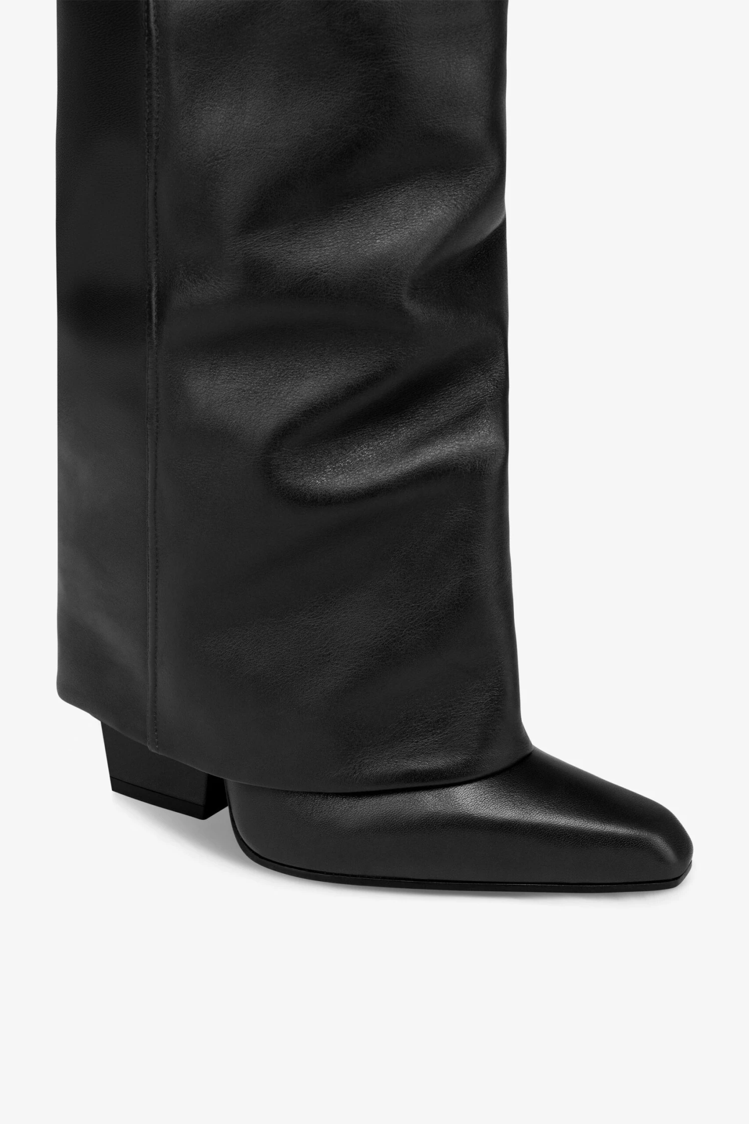 Paris Texas Fold-over Boots In Black Leather 7 Paris Texas Fold-over Boots In Black Leather - Image 5