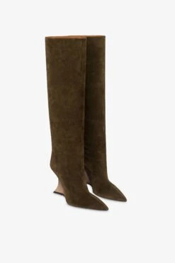 Paris Texas Boots In Winter Moss Suede Leather -Paris Texas Brand Shop PX1500XV003392OLIVA 42KAKY 2