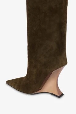 Paris Texas Boots In Winter Moss Suede Leather -Paris Texas Brand Shop PX1500XV003392OLIVA 42KAKY 5