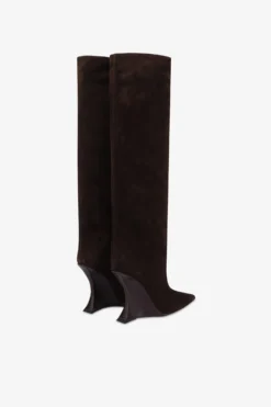 Boots In Chocolate Calf Suede Leather With Lizard Print Leather Heel -Paris Texas Brand Shop PX1500XV0LIPEPE TMORO 3 scaled