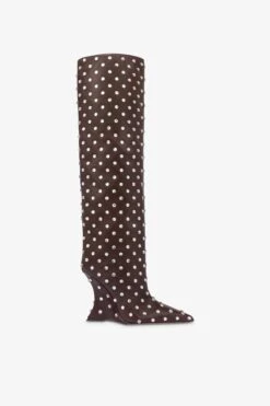 Paris Texas Brand Shop 17 Paris Texas Boots In Mocha And Crystal-studded Leather